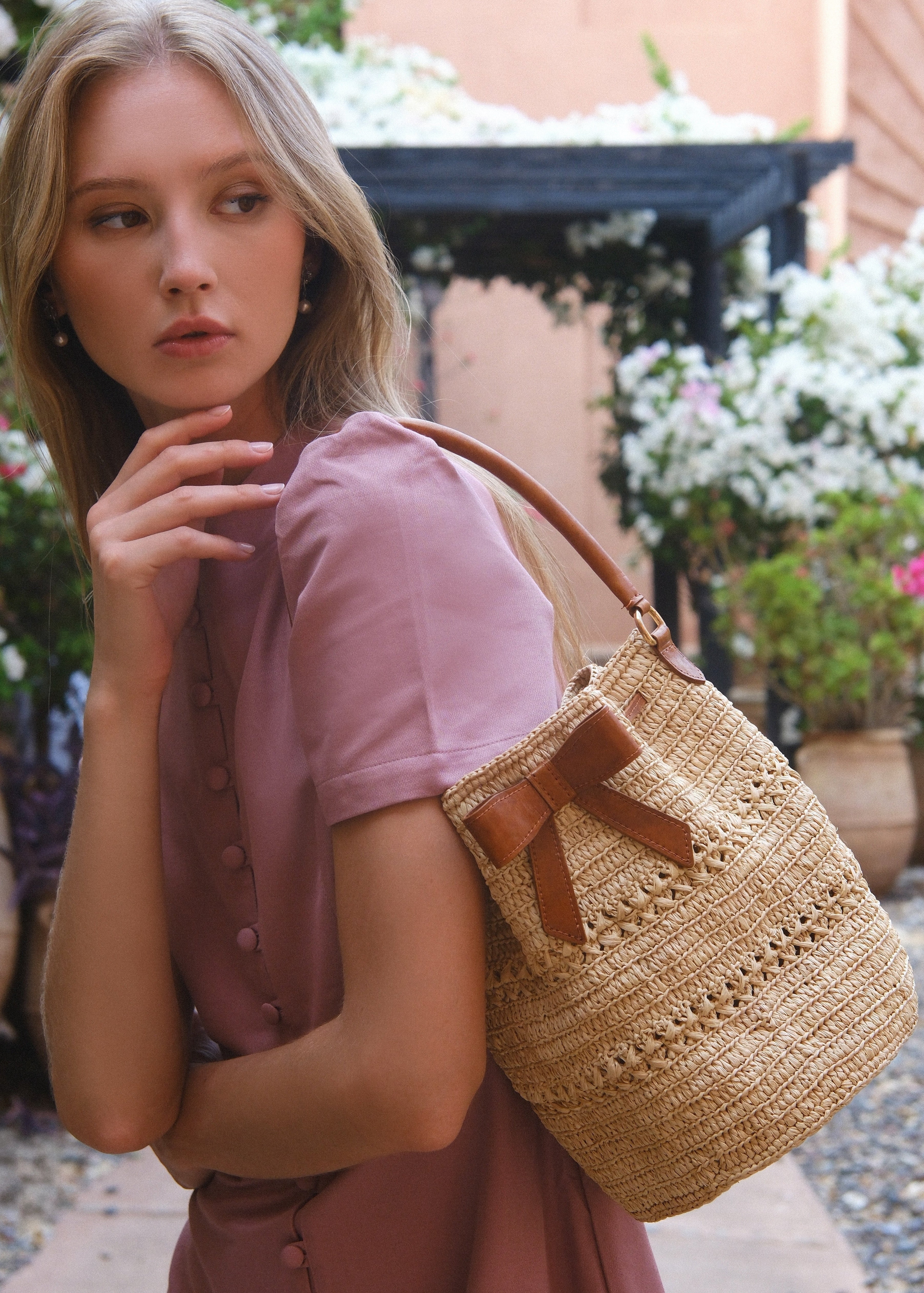 Raffia Bucket Bag