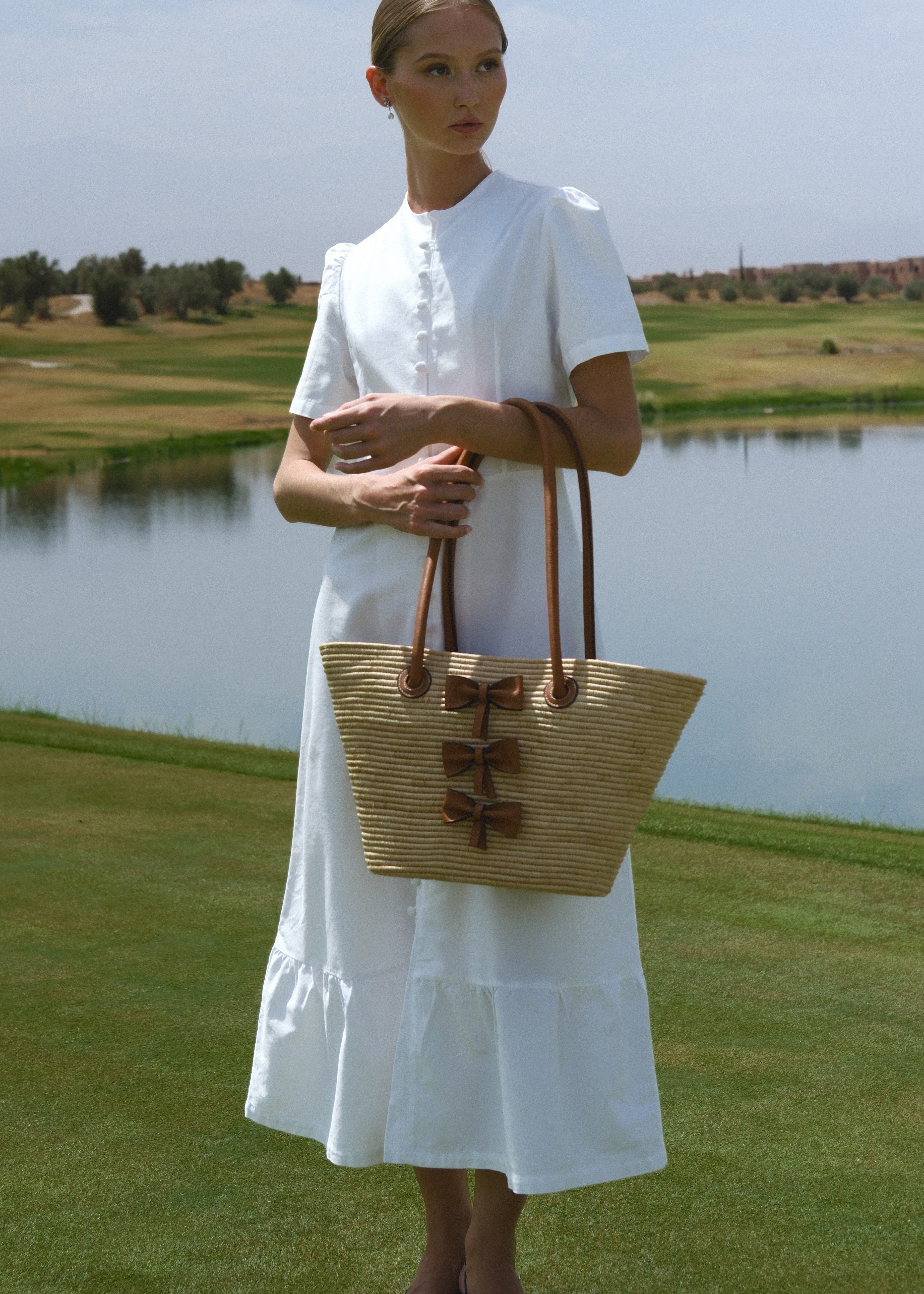 Raffia Tote Bag 3 Bows