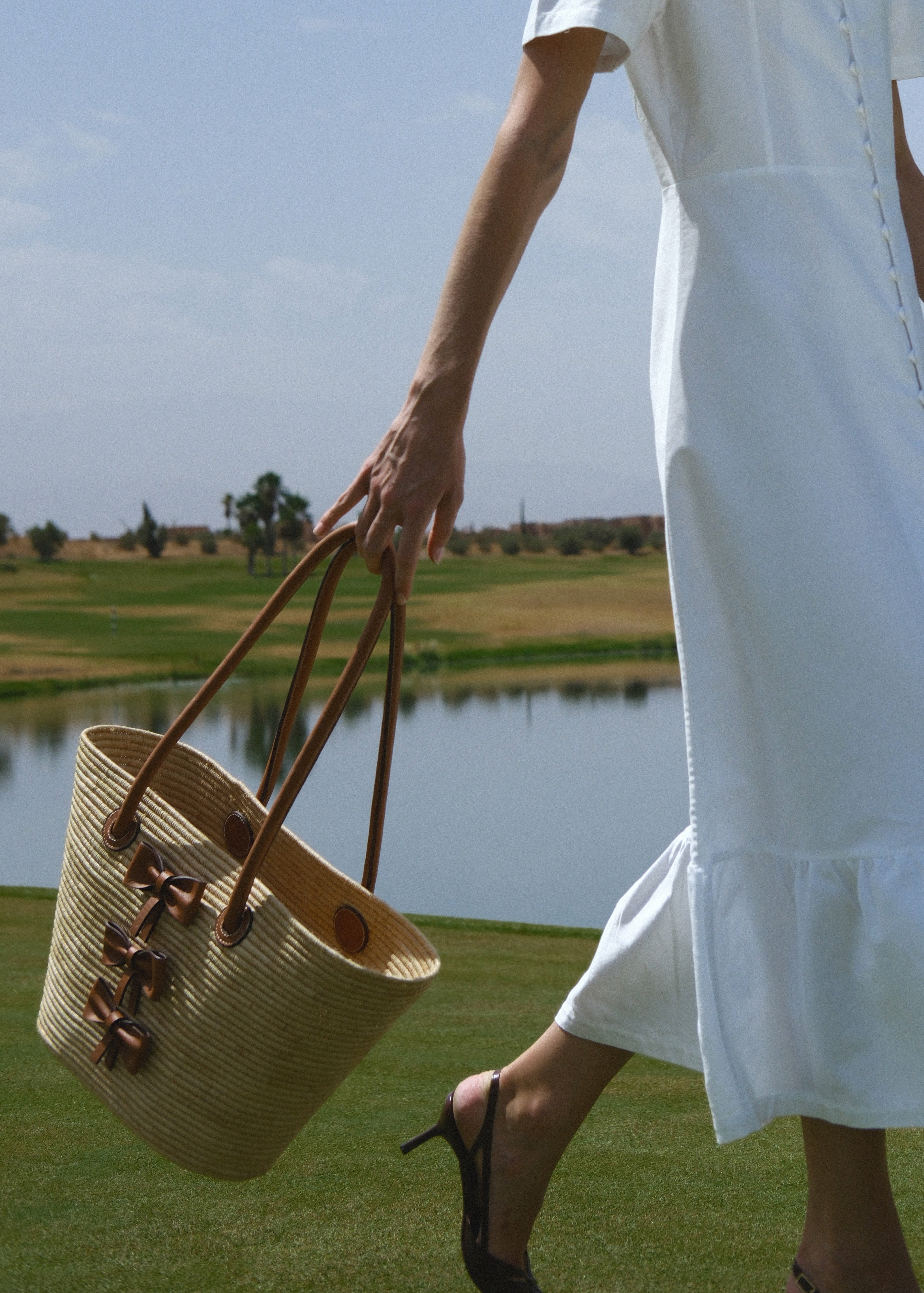 Raffia Tote Bag 3 Bows